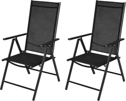 vidaXL - Tuinstoelen - inklapbaar - 2 - st - aluminium - en - textileen - zwart