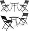 Tuinset - zwart metaal - gehard glas - opvouwbare stoelen