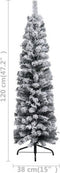 vidaXL - Kunstkerstboom - met - sneeuw - smal - 120 - cm - PVC - groen