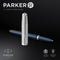 Parker 51-vulpen | Donkerblauwe behuizing met chromen afwerking | Medium penpunt met zwart inktpatroon | Geschenkverpakking