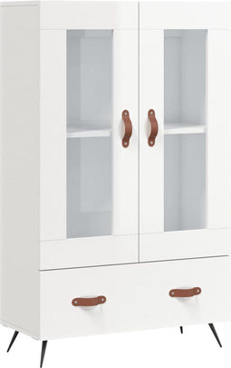 vidaXL - Hoge - kast - 69,5x31x115 - cm - bewerkt - hout - hoogglans - wit