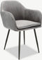 Furnicher Brando Eetkamerstoel - Fluwelen bekleding - Modern design - Stalen frame - Grijs fluweel - Zwarte poten