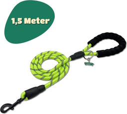 Mister Mill Reflecterende Hondenriem 150 cm - Geelgroen - Honden Riem - Hondenlijn - Honden Lijn