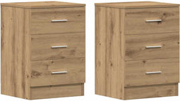vidaXL - Nachtkastjes - 2 - st - 38x35x55cm - bewerkt - hout - artisanaal - eikenkleur