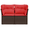 Tuinbank 2-zits met kussens poly rattan bruin