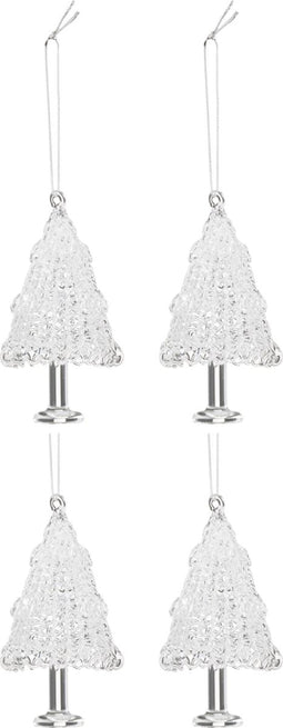 J-Line kersthanger Kerstboom - glas - transparant - doos van 4