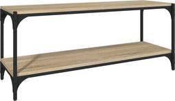 vidaXL - Tv-meubel - 100x33x41 - cm - bewerkt - hout - en - staal - sonoma - eikenkleur