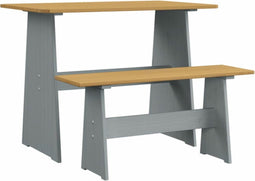 vidaXL - Eettafel - met - bankje - REINE - massief - grenenhout - honingbruin&grijs