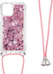 Lunso - Backcover hoes met koord - Geschikt voor iPhone 13 Pro - Glitter Rose Goud