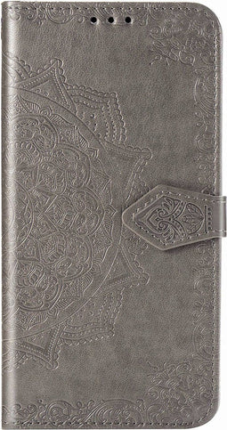 Hoesje Met Pasjeshouder Geschikt voor Motorola Moto G9 Plus - Mandala Bookcase - Grijs