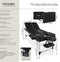 tectake® 3-Zones Massagetafel - 78cm Breed - 5cm Dikke Vulling - Aluminium Frame - Max Draagvermogen 230kg - Zwart