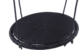 B-Play Nestschommel Zwart Ø100 cm met zwart kussen en PP touwen