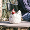 Tuinfiguur broedende kip | wit | 24x18x20cm