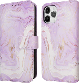 iMoshion Hoesje Geschikt voor iPhone 12 Pro / 12 Hoesje Met Pasjeshouder - iMoshion Design Bookcase smartphone - Paars / Purple Marble