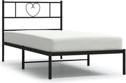vidaXL - Bedframe - met - hoofdbord - metaal - zwart - 107x203 - cm
