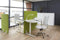 Akoestische wand Wolvilt breed 160CM hoog 160CM kleur wolvilt Licht blauw WV14 kleur beugel Aluminium (RAL9006)