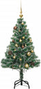 vidaXL - Kunstkerstboom - met - 150 - LED's - kerstballen - en - sneeuw - 120 - cm