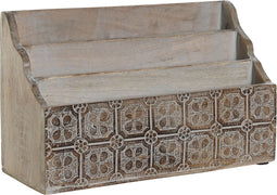 Multi-Functionele Organiser DKD Home Decor Wit Natuurlijk Mangohout 32 x 13 x 21 cm (12 Stuks)