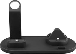 Multifunctionele oplaadstandaard, 3-in-1 draaibaar laadstation voor iPhone/Micro USB-telefoon/Type-C-telefoon, QI-gecertificeerde draadloze oplader voor QI-compatibele telefoon, iWatch/AirPods-oplader