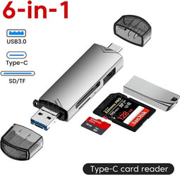Multifunctionele Usb 3.0 Kaartlezer U Schijf Type C/Micro Usb/Tf/Sd Flitsaandrijving Geheugenkaart Lezing Adapter Telefoon Accessoires , 6 in 1