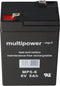 Multipower MP5-6 loodbatterij met Faston 4,8 mm stekkercontact, ook geschikt voor de Vision CP650 5Ah-batterij