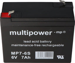 Multipower MP7-6S, WP7-6S accukabel PB 6Volt 7Ah