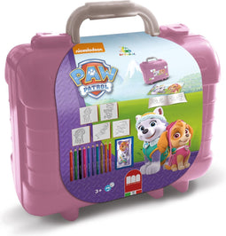 Multiprint Paw Patrol - Koffer - Roze - 5 Stempels + 10 Kleurpotloden