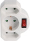 Multistekker 2x Euro en 1x beveiligingscontact wit met schakelaar