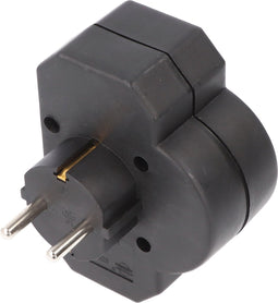 Multistekker 2x Euro en 1x beveiligingscontact zwart met schakelaar