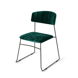 Mundo Stapelstoel groen, velvet gestoffeerd, brandvertragend - SET VAN 4