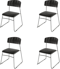 Mundo Stapelstoel zwart, Kunstleder, brandvertragend - SET VAN 4