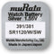 Murata Knoopcel 381 1.55 V 10 stuk(s) 60 mAh Zilveroxide SR1120-PBWW