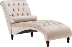 MURET - Chaise longue - Beige - Symmetrisch - Fluweel