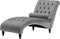 MURET - Chaise longue - Grijs - Symmetrisch - Fluweel