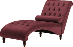 MURET - Chaise longue - Rood - Symmetrisch - Fluweel