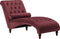 MURET - Chaise longue - Rood - Symmetrisch - Fluweel