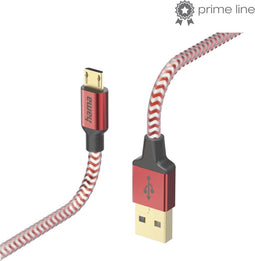 Hama Reflective - Oplaadkabel USB-A naar Micro-USB - Snellaadkabel 150cm - Rood