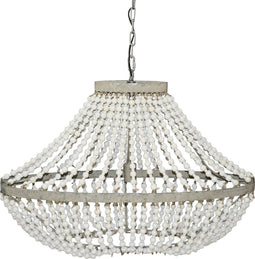 PTMD Kroonluchter Ovale Hanglamp - 90 x 31 x 74 cm - Kralen - Wit
