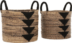 MUST Living Basket Lima black, set of 2,39xØ32 cm / 42xØ37 cm