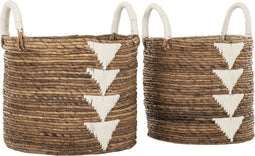 MUST Living Basket Lima white, set of 2,39xØ32 cm / 42xØ37 cm