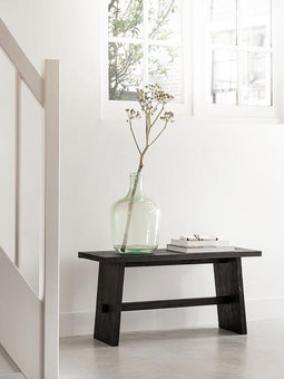 MUST Living Bench Tokyo large,45x90x35 cm, black recycled teakwood with natural cracks