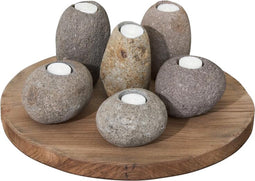 MUST Living Candle holder Riverstone HIGH, set of 3,15xØ10 cm, riverstone pebble