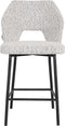 MUST Living Counter chair Bloom,100x54x57 cm, bouclé light grey, seat height 65 cm