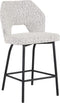 MUST Living Counter chair Bloom,100x54x57 cm, bouclé light grey, seat height 65 cm