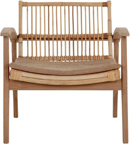 MUST Living Lounge chair Marvin,75x68x75 cm, teakwood, rattan with cushion jute