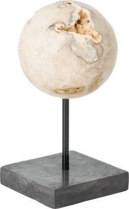 MUST Living Object Ball Cheese Stone,30xØ15 cm, cream marble with black marble stand