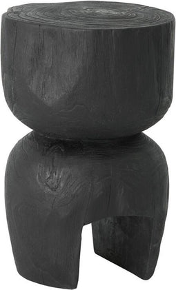 MUST Living Side table Amber Black,45xØ30 cm, black recycled teakwood with natural cracks