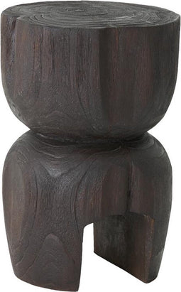 MUST Living Side table Amber Brown,45xØ30 cm, brown recycled teakwood with natural cracks