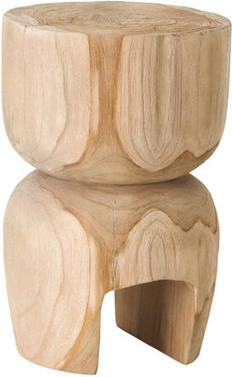 MUST Living Side table Amber Natural,45xØ30 cm, natural recycled teakwood with natural cracks