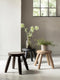 MUST Living Stool Melia Black,31xØ30 /45 cm, black recycled teakwood with natural cracks